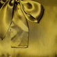 Dolce & Gabbana Green Ascot Collar Long Sleeves Blouse Top