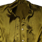 Dolce & Gabbana Green Ascot Collar Long Sleeves Blouse Top