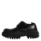 Dolce & Gabbana Black Leather Lace Up Derby Men Dress Shoes