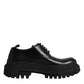 Dolce & Gabbana Black Leather Lace Up Derby Men Dress Shoes