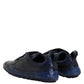 Dolce & Gabbana Dark Blue Leather Low Top Men Sneakers Shoes