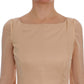 Dolce & Gabbana Elegant Beige Silk Full Length Sheath Dress