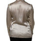 Dolce & Gabbana Beige Satin Silk Collared Long Sleeves Top