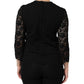 Dolce & Gabbana Black Nylon Lace Long Sleeve Blouse Top