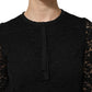 Dolce & Gabbana Black Nylon Lace Long Sleeve Blouse Top