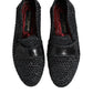 Dolce & Gabbana Black Woven Leather Slip On Loafers Men Shoes