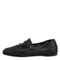 Dolce & Gabbana Black Woven Leather Slip On Loafers Men Shoes
