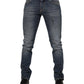 Dolce & Gabbana Blue Washed Skinny Logo Plaque Men Denim Jeans