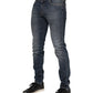 Dolce & Gabbana Blue Washed Skinny Logo Plaque Men Denim Jeans