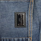 Dolce & Gabbana Blue Washed Skinny Logo Plaque Men Denim Jeans