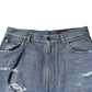 Dolce & Gabbana Blue Tattered Cotton Logo Plaque Denim Jeans