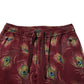 Dolce & Gabbana Burgundy Peacock Feather Print Jogger Pants