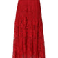 Dolce & Gabbana Red Cotton Floral Lace A-line Long Maxi Skirt