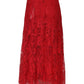 Dolce & Gabbana Red Cotton Floral Lace A-line Long Maxi Skirt