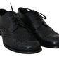 Dolce & Gabbana Elegant Blue Leather Wingtip Derby Shoes