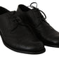 Dolce & Gabbana Elegant Black Leather Derby Wingtip Dress Shoes