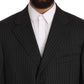 Z ZEGNA Elegant Black Striped Wool Suit