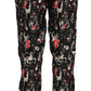 Dolce & Gabbana Elegant Black Silk Lounge Pants with Red Print