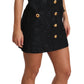 Dolce & Gabbana Elegant Black Button Embellished Mini Dress