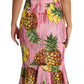 Dolce & Gabbana Sequined Pink Pineapple Midi Dress