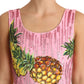 Dolce & Gabbana Sequined Pink Pineapple Midi Dress