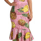 Dolce & Gabbana Sequined Pink Pineapple Midi Dress