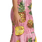 Dolce & Gabbana Sequined Pink Pineapple Midi Dress