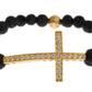 Nialaya Elegant Gold & Black Lava Stone Bracelet