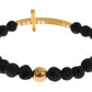 Nialaya Elegant Gold & Black Lava Stone Bracelet