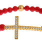 Nialaya Elegant Gold and Red Coral Beaded Bracelet