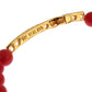 Nialaya Elegant Gold and Red Coral Beaded Bracelet