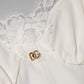 Dolce & Gabbana White Lace Gold DG Logo Silk Dress Sleepwear