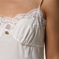 Dolce & Gabbana White Lace Gold DG Logo Silk Dress Sleepwear