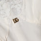 Dolce & Gabbana White Lace Gold DG Logo Silk Dress Sleepwear