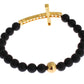 Nialaya Chic Matte Onyx Bead & CZ Diamond Cross Bracelet