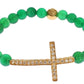 Nialaya Elegant Green Jade Bead & Gold Plated Bracelet