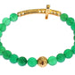 Nialaya Elegant Green Jade Bead & Gold Plated Bracelet