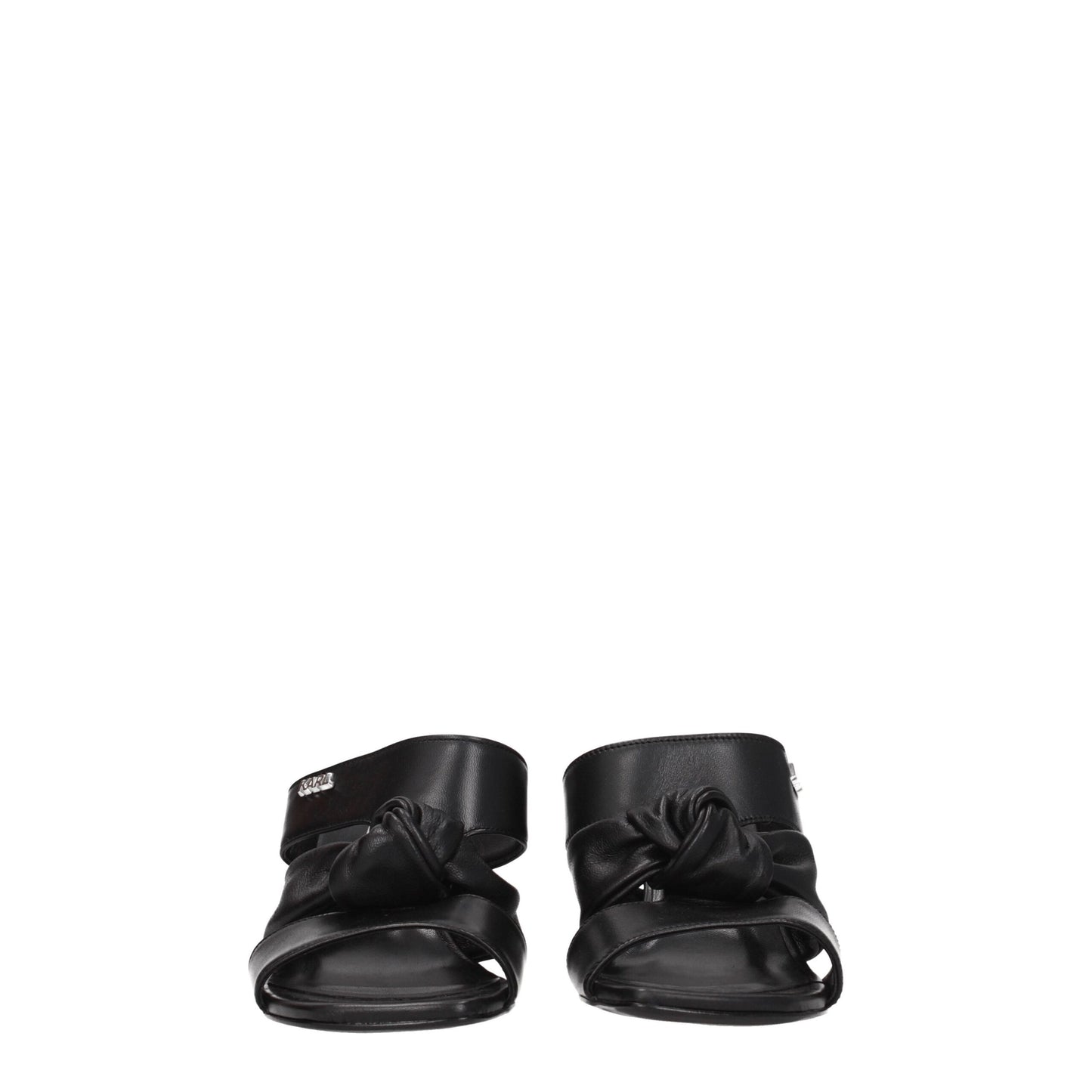 Karl Lagerfeld Black Leather Stiletto Heels Sandals