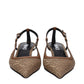 Versace Beige Fabric Mid Heel Pumps