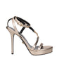 Versace Gold Leather Stiletto Heels Sandals