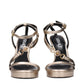 Versace Gold Leather Stiletto Heels Sandals