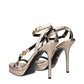Versace Gold Leather Stiletto Heels Sandals