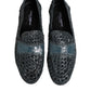 Dolce & Gabbana Blue Woven Raffia Slip On Loafers Shoes