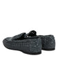Dolce & Gabbana Blue Woven Raffia Slip On Loafers Shoes