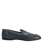 Dolce & Gabbana Blue Woven Raffia Slip On Loafers Shoes