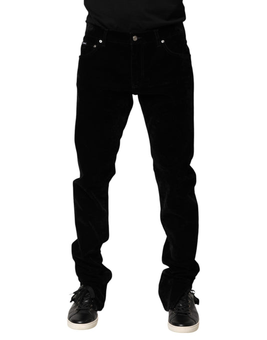 Dolce & Gabbana Black Cotton Men Dress Formal Trouser Pants