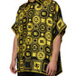 Dolce & Gabbana Yellow Silk Silver DG Logo Geometric T-shirt