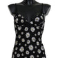 Dolce & Gabbana Elegant Black Daisy Floral Lace Chemise Dress