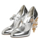 Dolce & Gabbana Silver Chandelier Sculpted Heel Mary Jane Pump Shoes