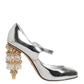 Dolce & Gabbana Silver Chandelier Sculpted Heel Mary Jane Pump Shoes
